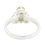 Peridot cocktail ring, 'August Leaves' - Peridot Cluster Sterling Silver Cocktail Ring