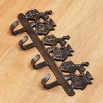 Brass coat or key rack, 'Bicycle Race' - Bicycle Race Coat or Key Hooks Brass