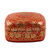 Dekorative Schachtel aus Pappmaché, 'Red Golden Bouquet'. - Handgemachte rote Pappmaché-Goldene Blumendekorationsschachtel