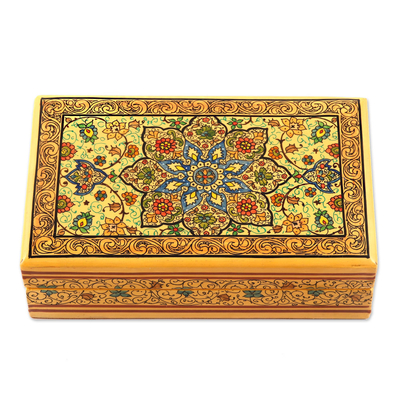 Dekorative Schachtel aus Pappmaché - Handbemalte dekorative Blumenschachtel aus Pappmaché