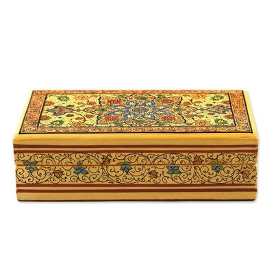 Dekorative Schachtel aus Pappmaché - Handbemalte dekorative Blumenschachtel aus Pappmaché
