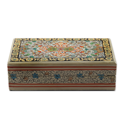 Dekorative Schachtel aus Pappmaché - Handbemalte dekorative Blumenschachtel