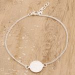 Sterling silver pendant bracelet, 'Sweetheart Charm' - Hand Made Sterling Silver Pendant Bracelet from India