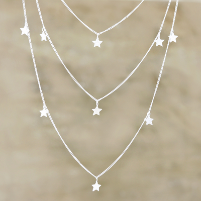 Sterling silver charm necklace, Starry Eyes