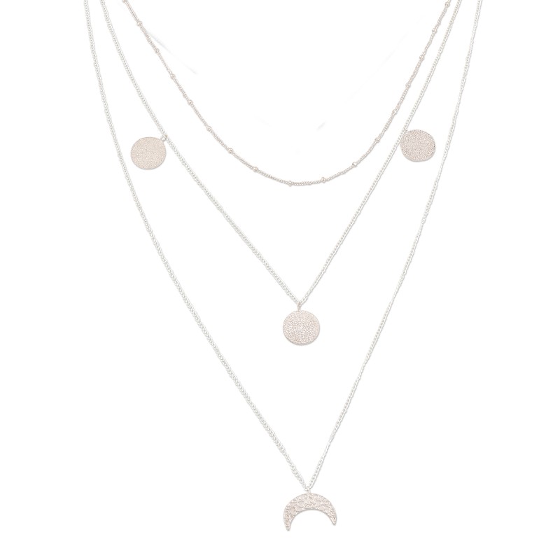 Handmade Sterling Silver Crescent Moon Pendant Necklace - Waxing Moon ...