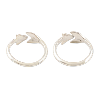 Sterling silver toe rings, 'Bent Arrow' (pair) - Hand Crafted Sterling Silver Arrow Toe Rings (Pair)