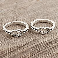 Sterling silver toe rings, 'Knot Theory' (pair)
