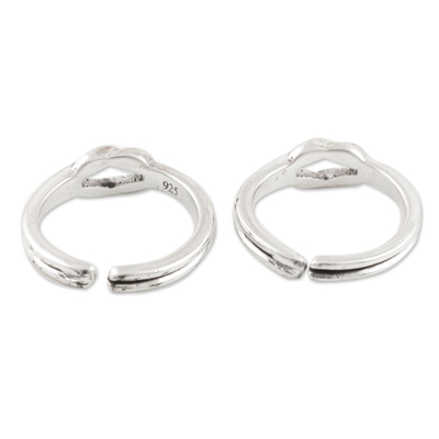 Sterling silver toe rings, 'Knot Theory' (pair) - Handmade Sterling Silver Knotted Toe Rings from India (Pair)