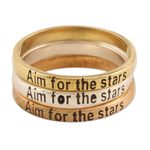 Mixed metal stacking band rings, 'Triple Wish' (set of 3) - Sterling Silver Brass and Copper Band Rings (Set of 3)