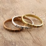 Mixed metal stacking band rings, 'Triple Wish' (set of 3) - Sterling Silver Brass and Copper Band Rings (Set of 3)