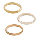 Mixed metal stacking band rings, 'Triple Wish' (set of 3) - Sterling Silver Brass and Copper Band Rings (Set of 3)