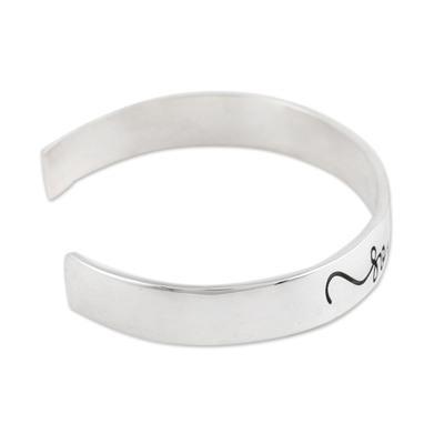 Sterling silver cuff bracelet, 'Soul Sisters' - Hand Crafted Sterling Silver Cuff Bracelet