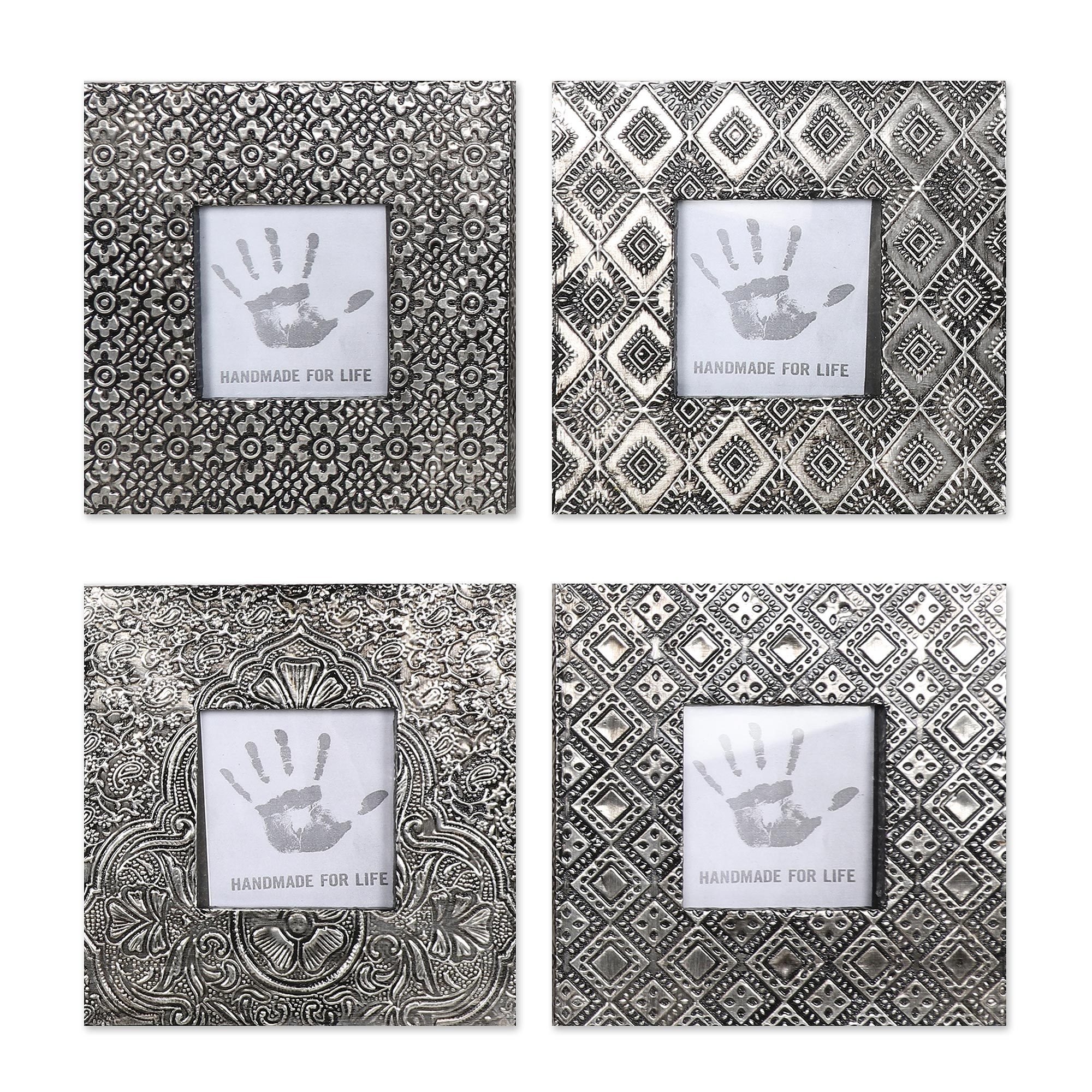 Embossed Aluminum Photo Frames (3x3, Set of 4) Assorted Beauty NOVICA