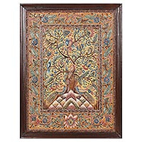 Marble wall art, 'Bewitched Tree' - Signed Hand Made Tree Art from India