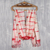 Mantón de seda teñido anudado - Chal de seda teñido anudado en color carmesí y marfil elaborado artesanalmente