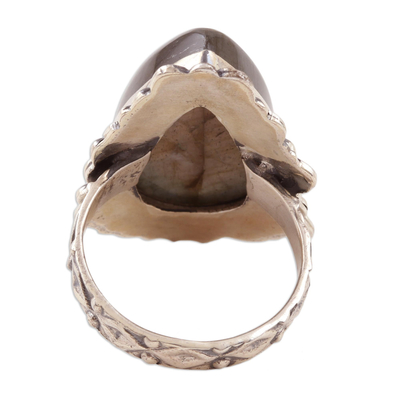 Labradorite cocktail ring, 'Evening Charm' - Handcrafted Labradorite and Sterling Silver Cocktail Ring