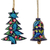 Wood ornaments, 'Festive Flowers' (set of 3) - Hand-Painted Floral Ornaments (Set of 3)