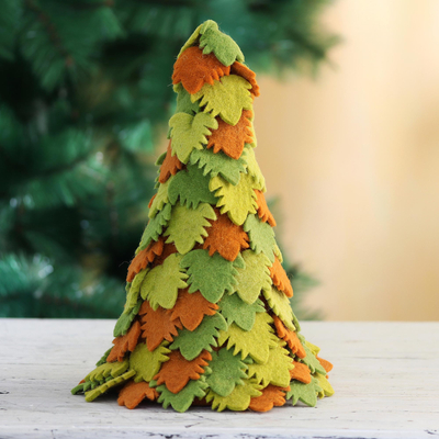 Decoración navideña de lana - Adorno de árbol de navidad de lana multicolor hecho a mano