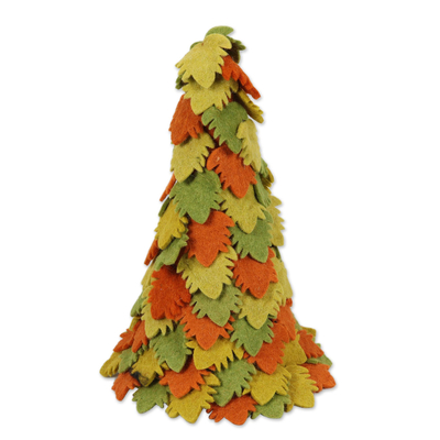 Wool Christmas decoration, 'Holiday Beauty in Green' - Hand Made Multicolored Wool Christmas Tree Decoration