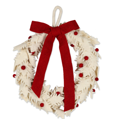 Handmade Ivory Wool Christmas Wreath