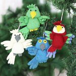 Wool felt ornaments, 'Feathered Friends' (set of 4) - Set of 4 Wool Felt Bird Ornaments