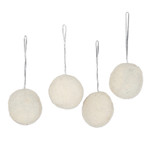 Wool felt ornaments, 'Smiling Snowmen' (set of 4) - Set of 4 Smiling Snowmen Wool Felt Ornaments