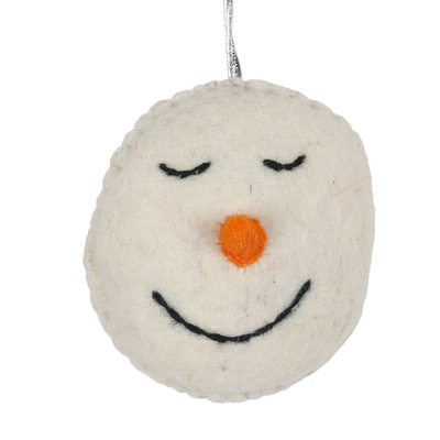 Adornos de fieltro de lana (juego de 4) - Juego de 4 adornos de fieltro de lana con muñecos de nieve sonrientes