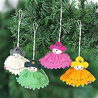 Wool felt ornaments, Holiday Dolls (set of 4)