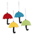 Wollfilz-Ornamente, (4er-Set) - Wollfilz-Regenschirmornamente mit Augen, 4er-Set