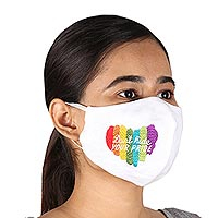 Embroidered cotton face masks, 'Rainbow Pride' (pair) - Rainbow Pride Themed Cotton Face Masks (Pair)
