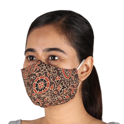 Reversible cotton face masks, 'Celestial Beauty' (pair) - Triple-Layered Reversible Cotton Face Masks (Pair)