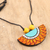 Ceramic pendant necklace, 'Summer Sunflower' - Handmade Ceramic Flower Pendant Necklace