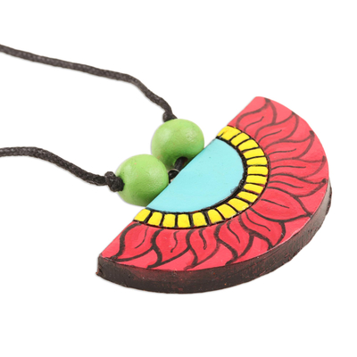 Collar colgante de cerámica - Collar con colgante de flor de cerámica artesanal.
