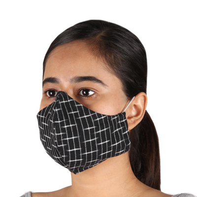 Cotton face masks, 'Modern Moods' (pair) - Washable and Reusable Cotton Face Masks (Pair)