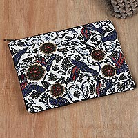 Beaded cotton clutch bag, 'Floral Glam' - Handmade Floral Cotton Clutch Bag