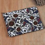 Beaded cotton clutch bag, 'Floral Glam' - Handmade Floral Cotton Clutch Bag