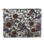 Beaded cotton clutch bag, 'Floral Glam' - Handmade Floral Cotton Clutch Bag