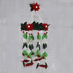 Wool felt mobile, 'Silent Night' - Wool Felt Tiered Holiday Flower and Leaf Decoration
