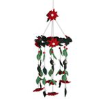 Wool felt mobile, 'Silent Night' - Wool Felt Tiered Holiday Flower and Leaf Decoration