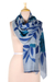 Wool shawl, 'Twilight Blossom ' - Artisan Made Blue Wool Shawl from India (image 2a) thumbail