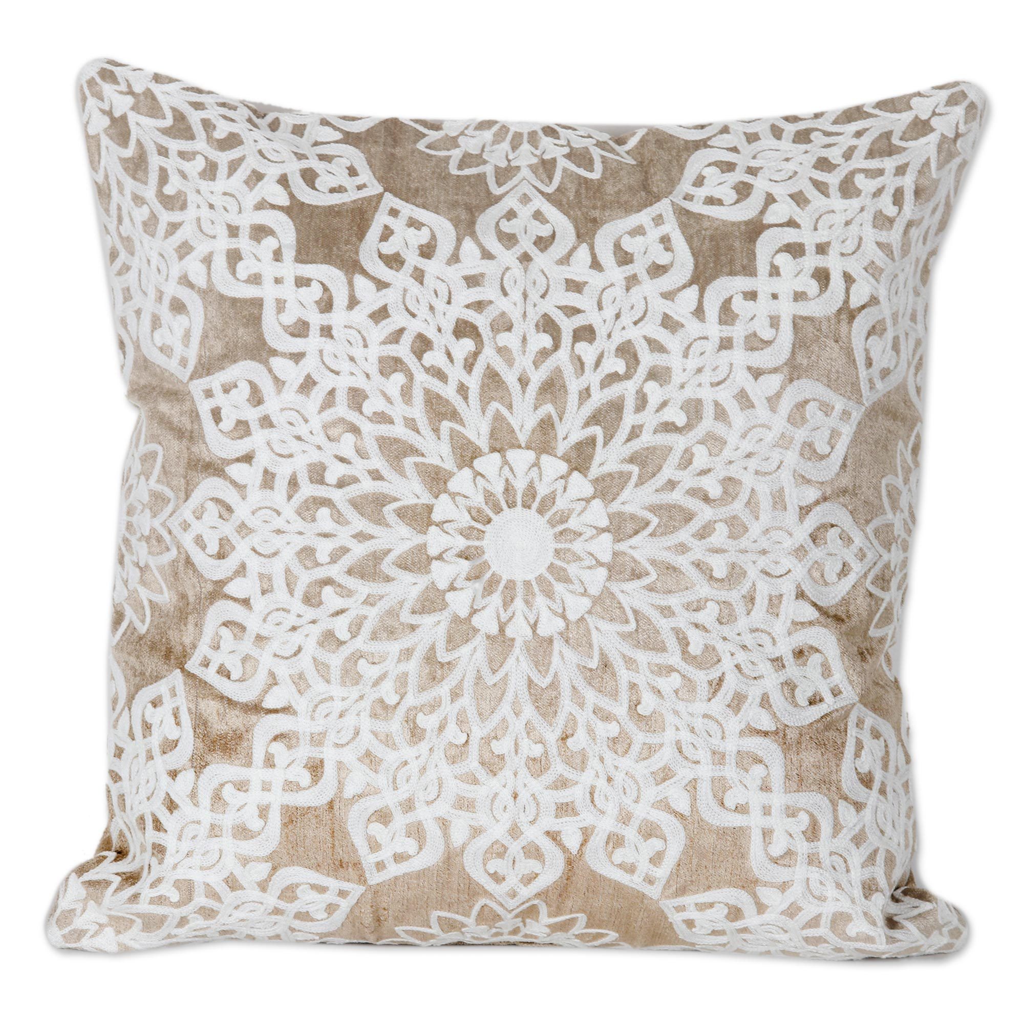 Hand Embroidered Polyester Velvet Cushion Covers (Pair) Floral