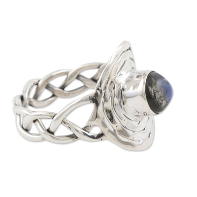 Labradorite cocktail ring, 'Helix Beauty' - Hand Crafted Sterling Silver Labradorite Cocktail Ring