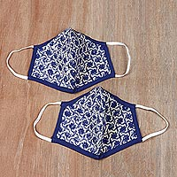 Cotton face masks, 'Entwined' (pair) - Contoured Cotton Face Masks from India (Pair)
