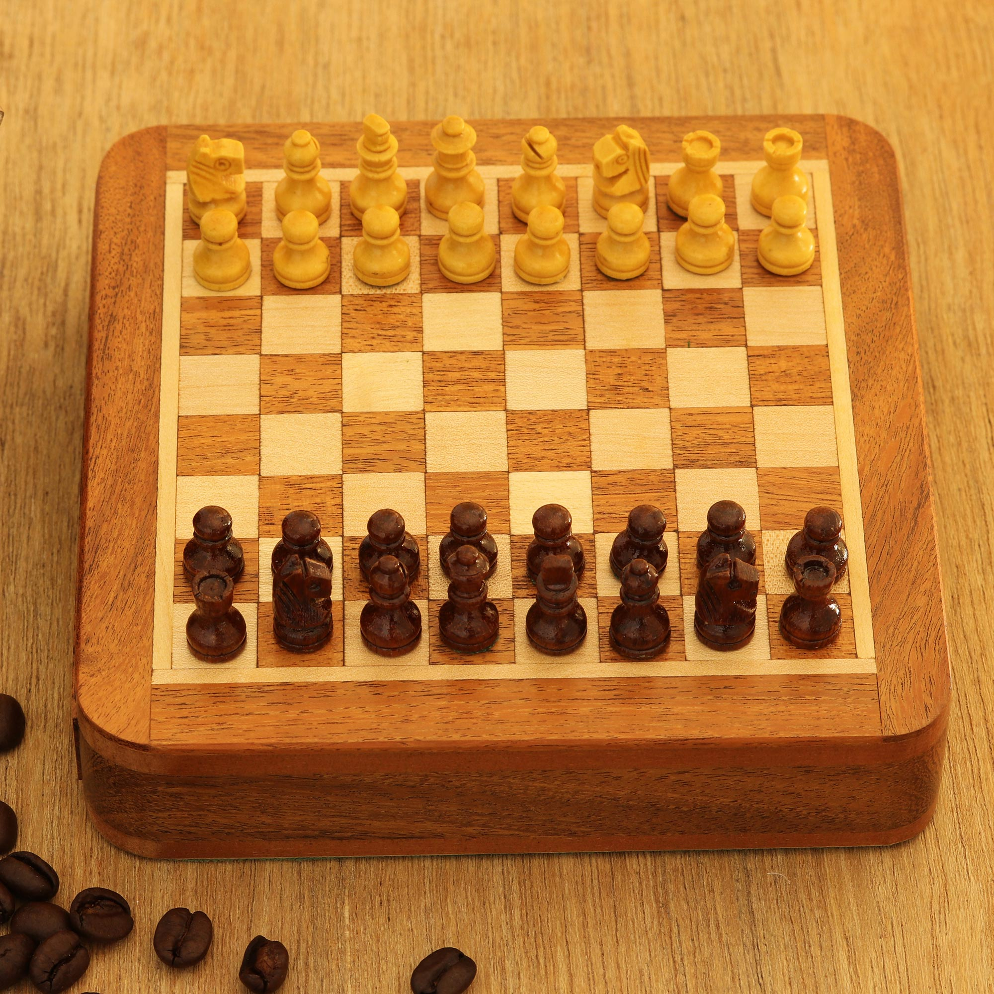 Hand Crafted Mango Wood Ludo Board Game - Strategic Challenge