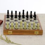 Soapstone chess set, 'Royal Charm' - Soapstone Self-Storing Chess Set from India