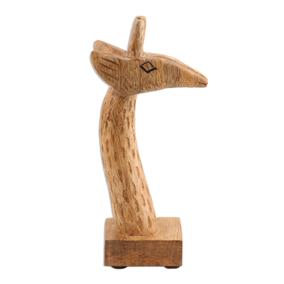 Wood eyeglass holder, 'Spectacular Giraffe' - Hand Carved Mango Wood Giraffe Eyeglass Holder