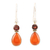 Garnet and carnelian dangle earrings, 'Glorious Alliance' - Handmade Garnet and Carnelian Gemstone Dangle Earrings