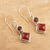 Garnet and carnelian dangle earrings, 'Soaring Kite' - Hand Crafted Garnet and Carnelian Gemstone Dangle Earrings