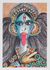 'Goddess Kali' - Signed Goddess Kali Watercolor Painting on Handmade Paper