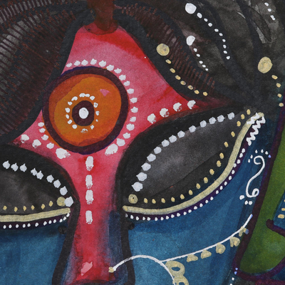 'Shiv Parvati Vivah' - Parvati and Shiva Watercolor Painting on Handmade Paper